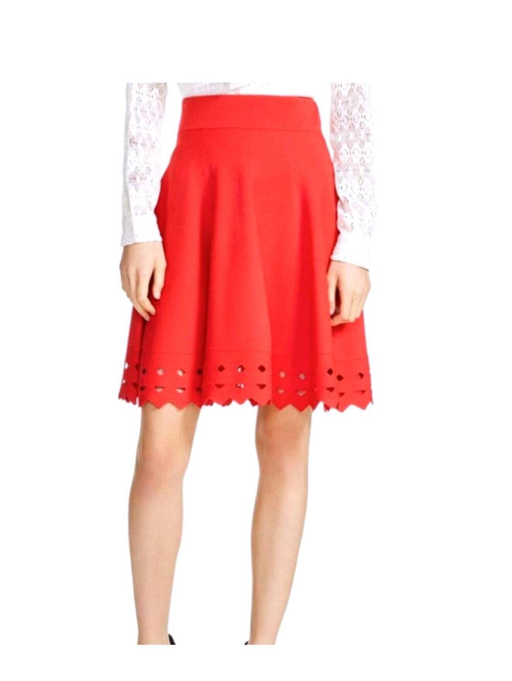 Maje June cut out red flare skirt XS